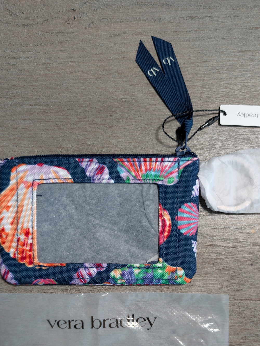 Vera Bradley Navy Floral ID Wristlet Pouch